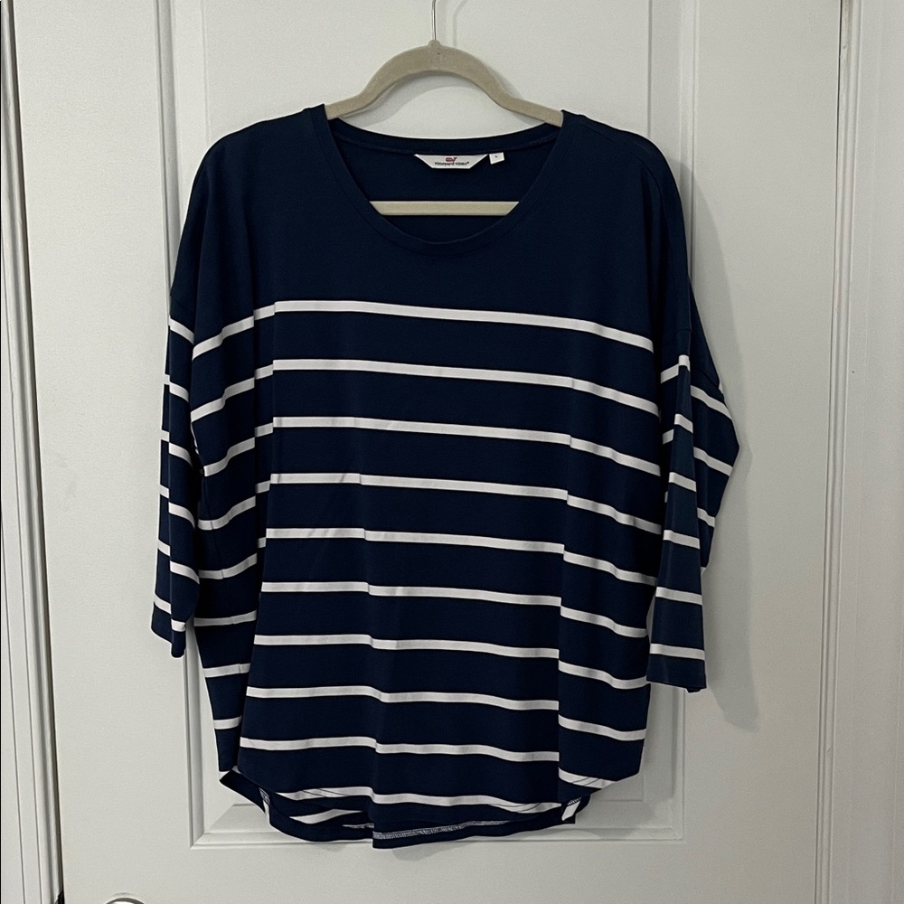 Vineyard Vines Navy and White Striped Blouse